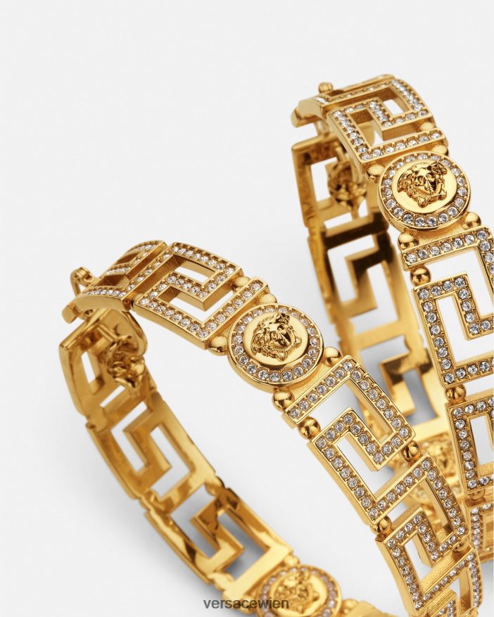 Gold Kristall-Kreolen im Greca-Stil Versace Frauen Zubehör 8N4XJD835