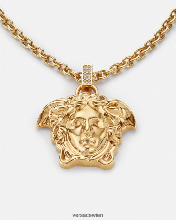 Gold Kristall-La-Medusa-Halskette Versace Frauen Zubehör 8N4XJD773