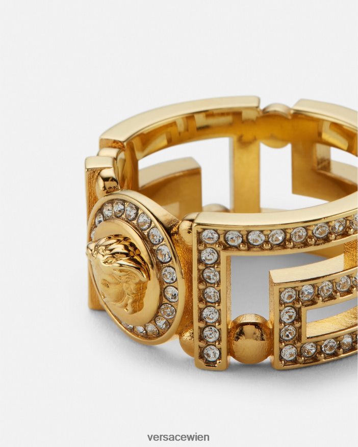 Gold Kristall-Medusa-Greca-Ring Versace Frauen Zubehör 8N4XJD756