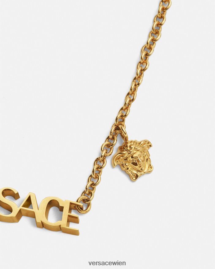 Gold Logo-Halskette Versace Frauen Zubehör 8N4XJD801