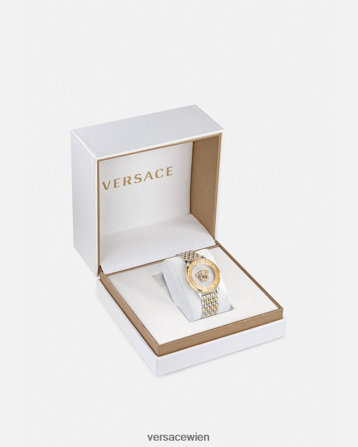 Gold-Silber La Medusa-Uhr Versace Frauen Zubehör 8N4XJD990