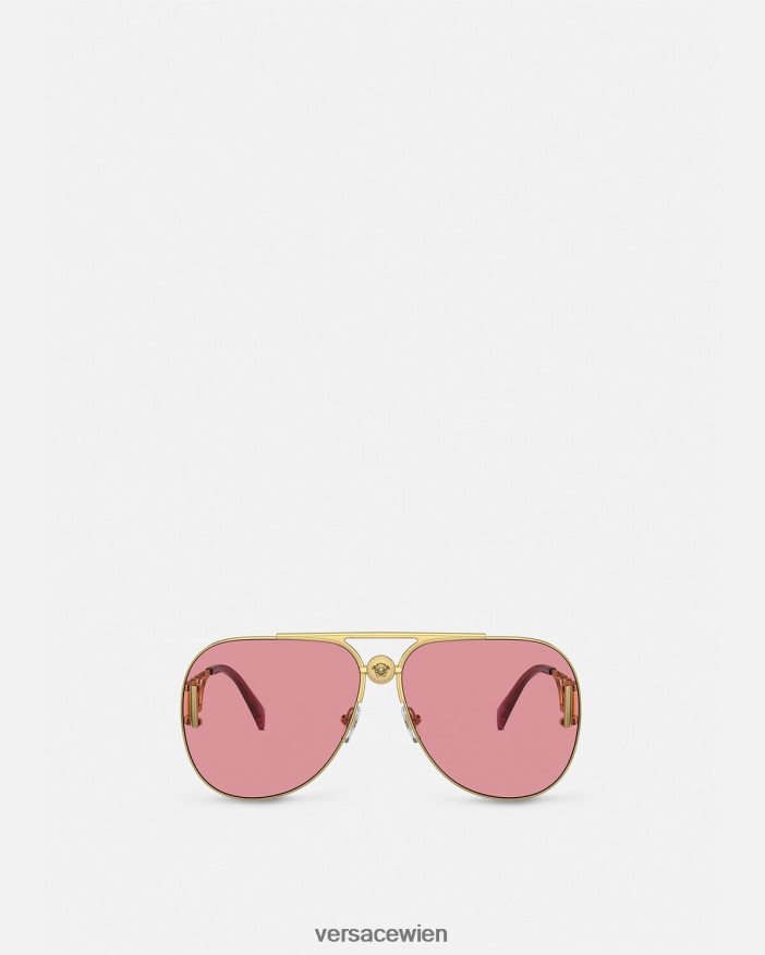 Gold und Rosa Medusa Biggie Pilotensonnenbrille Versace Frauen Zubehör 8N4XJD598