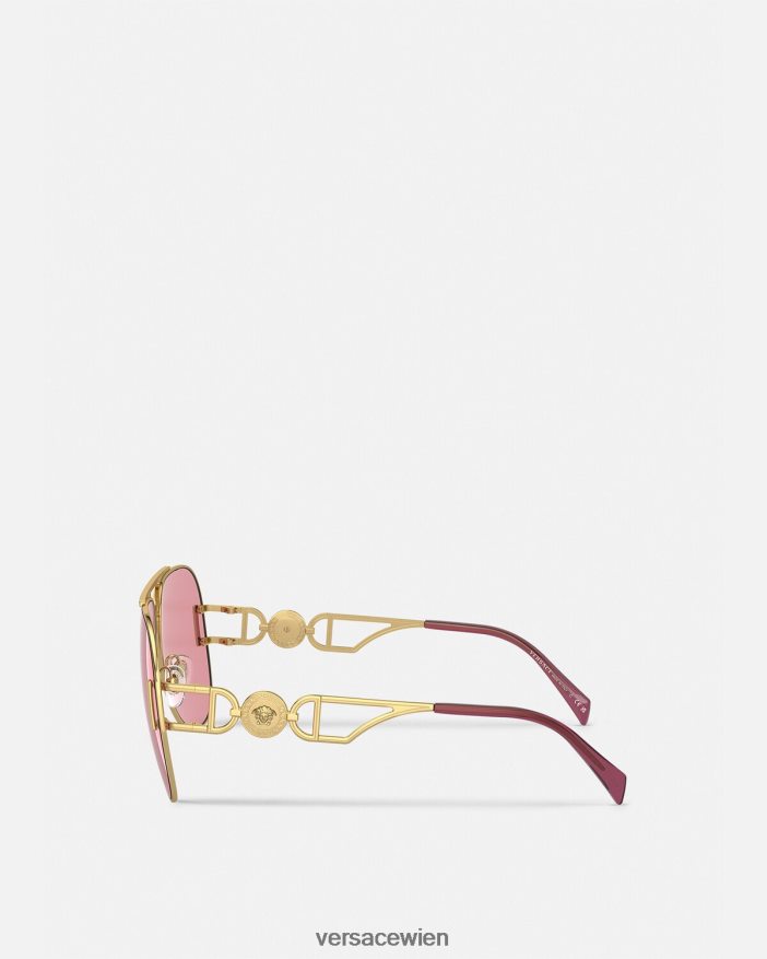 Gold und Rosa Medusa Biggie Pilotensonnenbrille Versace Frauen Zubehör 8N4XJD598