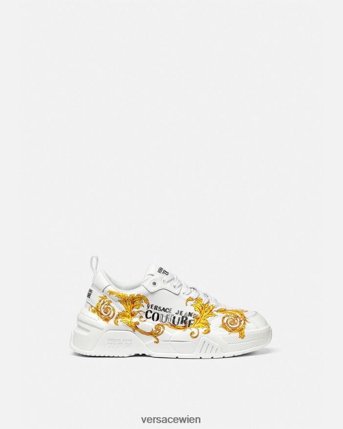 Gold und Weiß Couture-Sneaker mit Stargaze-Logo Versace Frauen Schuh 8N4XJD2310