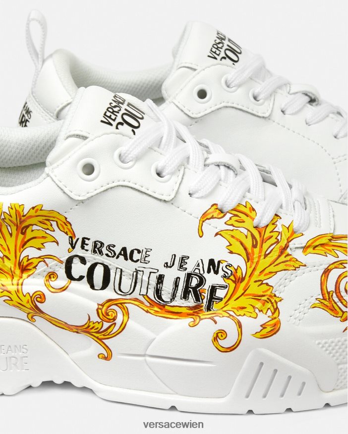 Gold und Weiß Couture-Sneaker mit Stargaze-Logo Versace Frauen Schuh 8N4XJD2310