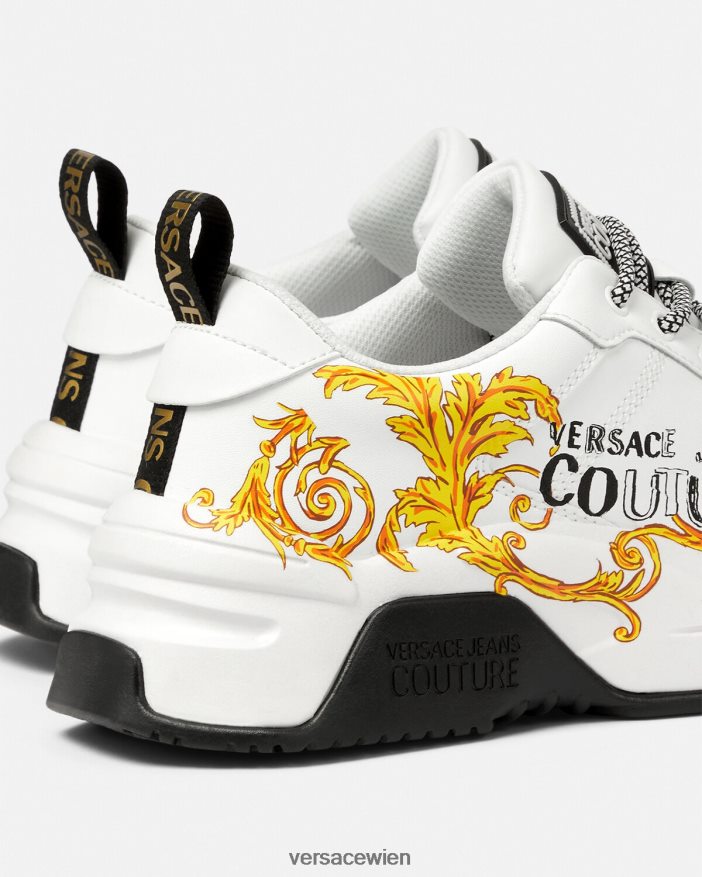 Gold und Weiß Couture-Sneaker mit Stargaze-Logo Versace Männer Schuh 8N4XJD2461