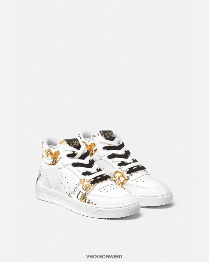 Gold und Weiß Couture-Sneaker mit Starlight-Logo Versace Männer Schuh 8N4XJD2463