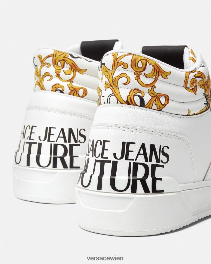 Gold und Weiß Couture-Sneaker mit Starlight-Logo Versace Männer Schuh 8N4XJD2463