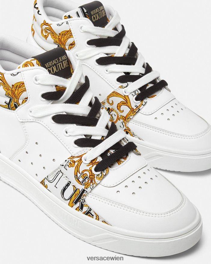 Gold und Weiß Couture-Sneaker mit Starlight-Logo Versace Männer Schuh 8N4XJD2463