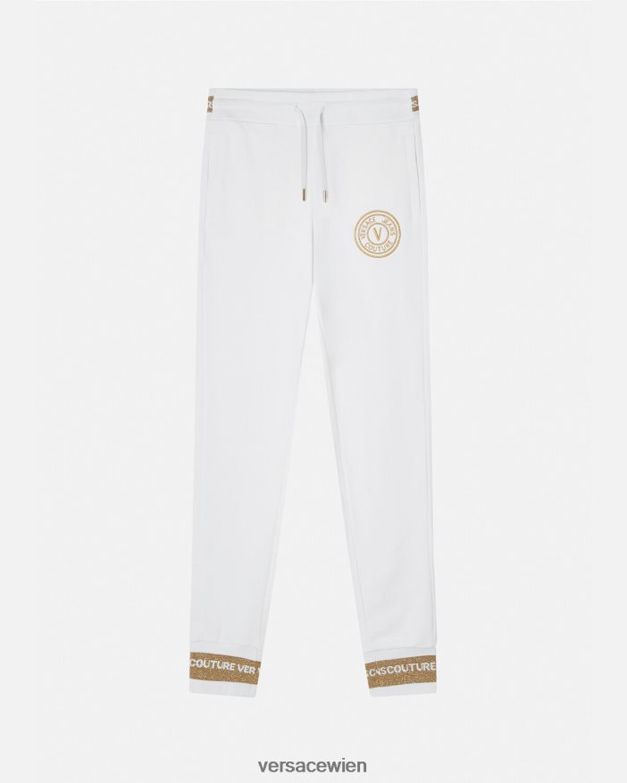 Gold und Weiß Jogginghose mit V-Emblem Versace Frauen Kleidung 8N4XJD2245