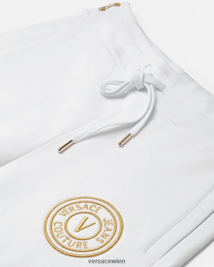 Gold und Weiß Jogginghose mit V-Emblem Versace Frauen Kleidung 8N4XJD2245