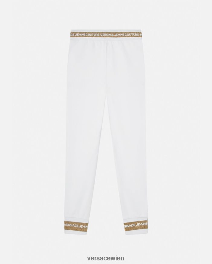 Gold und Weiß Jogginghose mit V-Emblem Versace Frauen Kleidung 8N4XJD2245