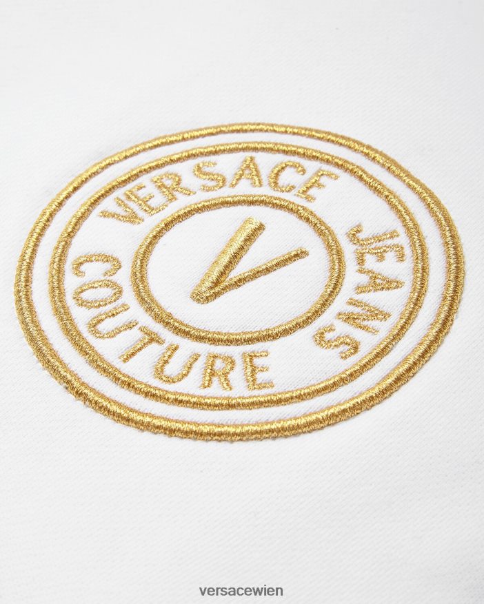 Gold und Weiß Jogginghose mit V-Emblem Versace Frauen Kleidung 8N4XJD2245