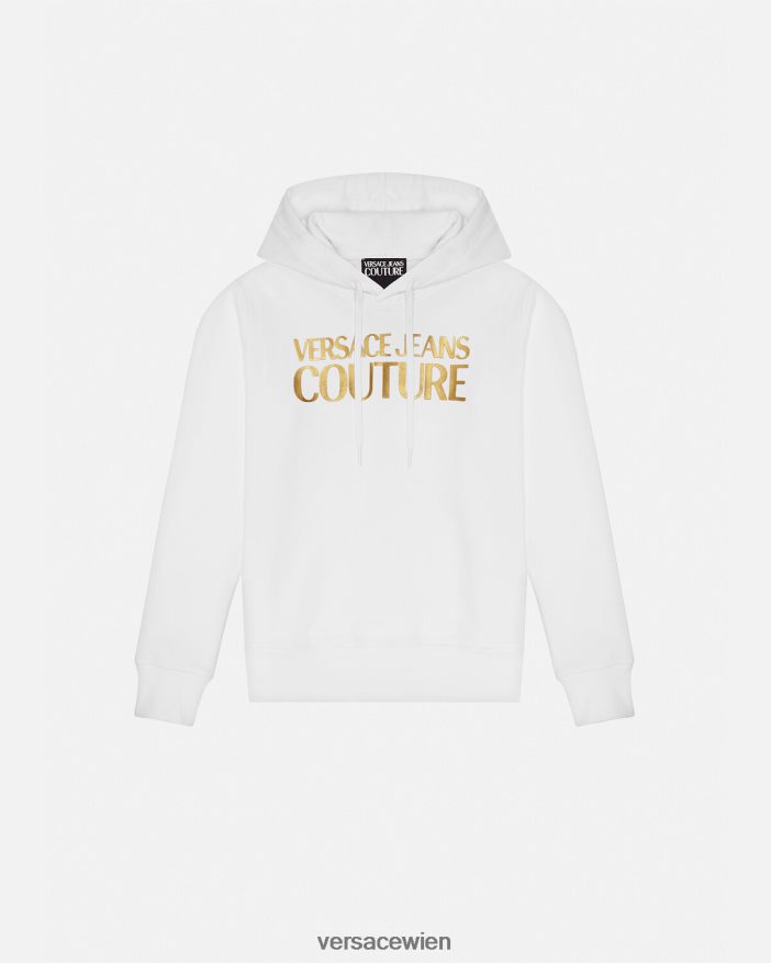 Gold und Weiß Kapuzenpullover mit Logo Versace Frauen Kleidung 8N4XJD2235