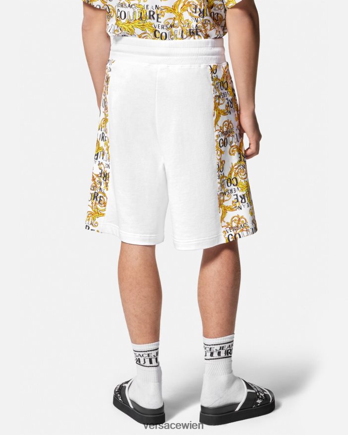 Gold und Weiß Logo-Couture-Sweatshorts Versace Männer Kleidung 8N4XJD2424