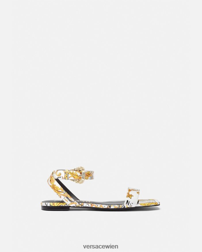 Gold und Weiß Pop Couture Millie flache Sandalen Versace Frauen Schuh 8N4XJD2298