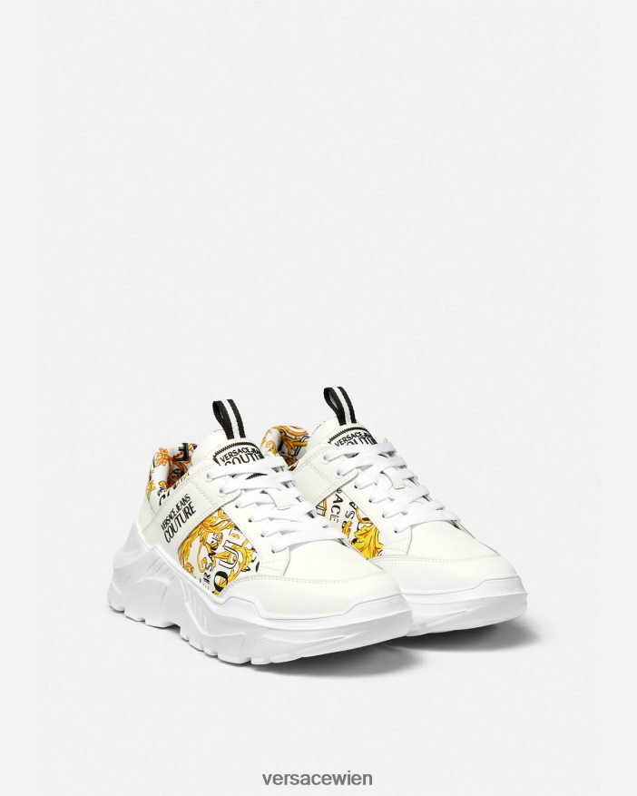 Gold und Weiß Speedtrack-Sneaker mit Logo-Couture-Logo Versace Männer Schuh 8N4XJD2459