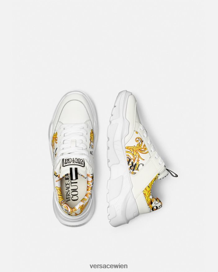 Gold und Weiß Speedtrack-Sneaker mit Logo-Couture-Logo Versace Männer Schuh 8N4XJD2459