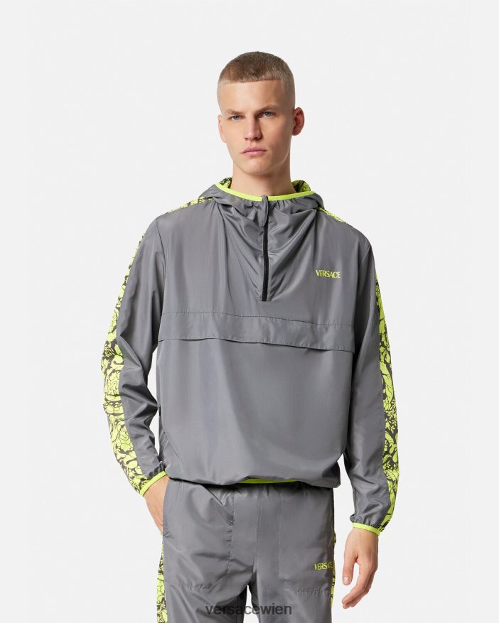 Grau und Limette Gym-Trainingsjacke mit Barocco-Silhouette Versace Männer Kleidung 8N4XJD1461