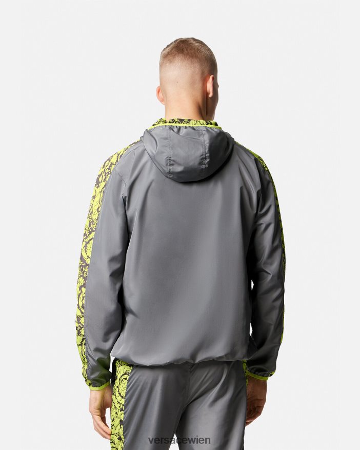 Grau und Limette Gym-Trainingsjacke mit Barocco-Silhouette Versace Männer Kleidung 8N4XJD1461