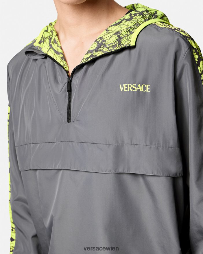 Grau und Limette Gym-Trainingsjacke mit Barocco-Silhouette Versace Männer Kleidung 8N4XJD1461