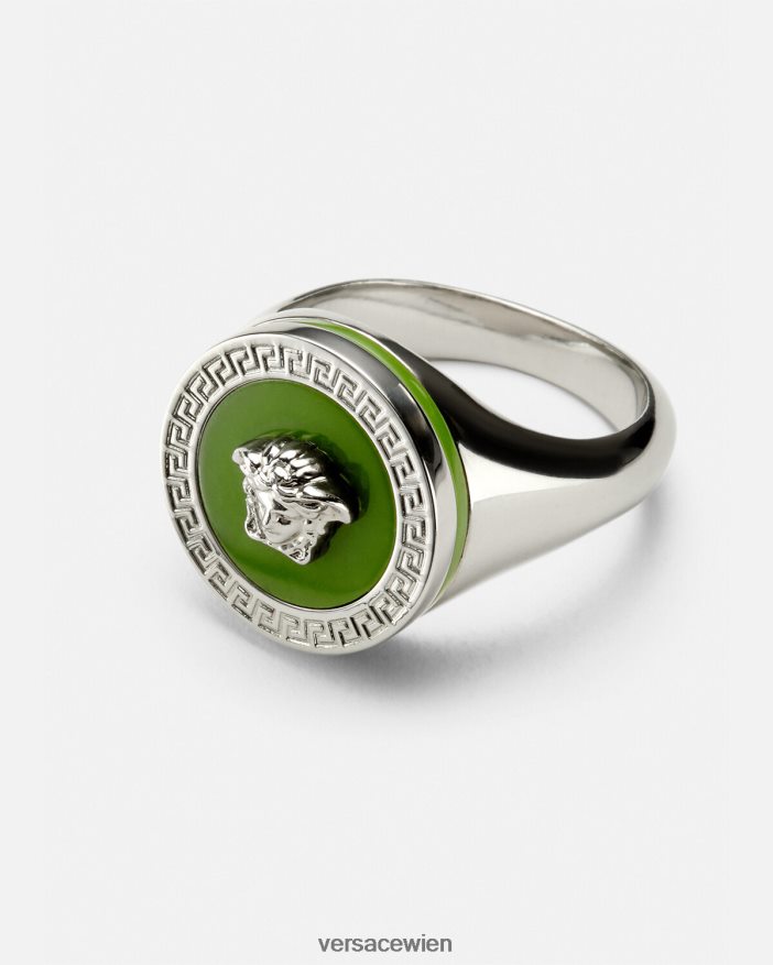 Grün Emaille-Medusa-Ring Versace Männer Zubehör 8N4XJD1684