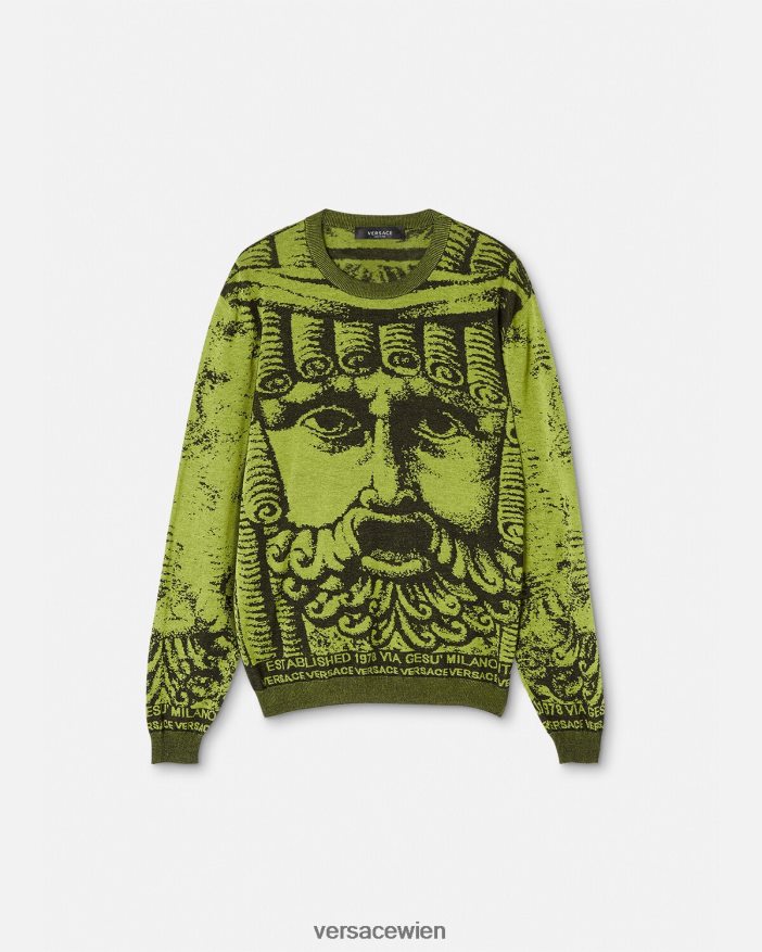 Grün Jacquard-Pullover von La Maschera Versace Männer Kleidung 8N4XJD1336