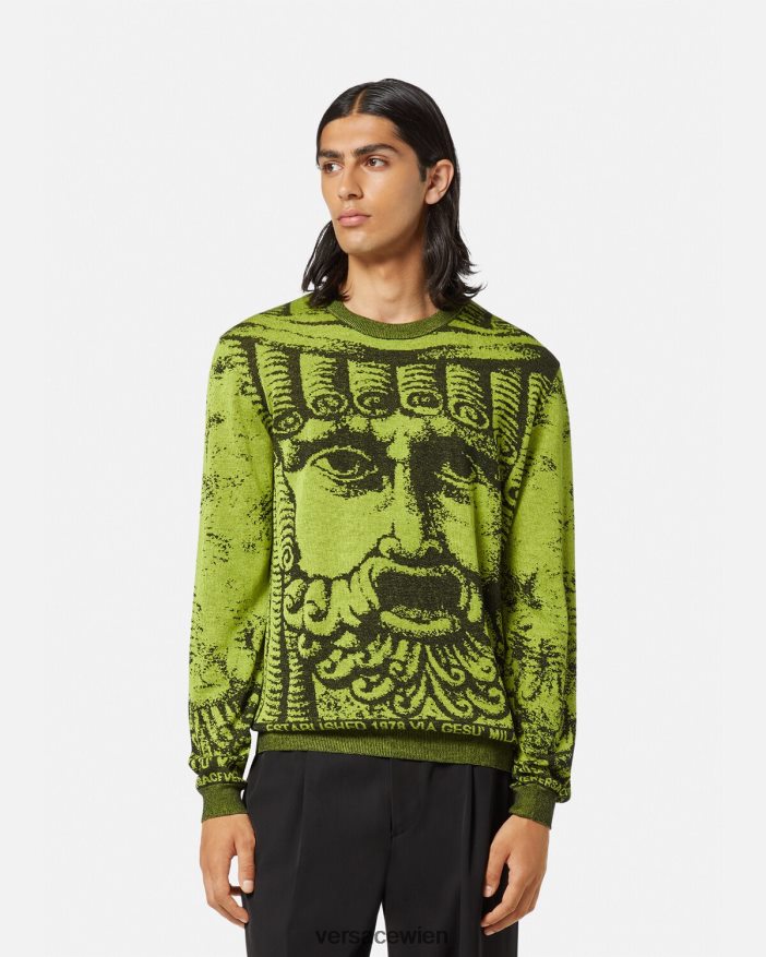 Grün Jacquard-Pullover von La Maschera Versace Männer Kleidung 8N4XJD1336