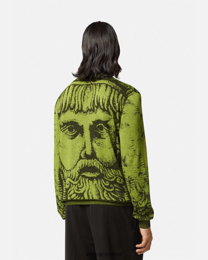 Grün Jacquard-Pullover von La Maschera Versace Männer Kleidung 8N4XJD1336