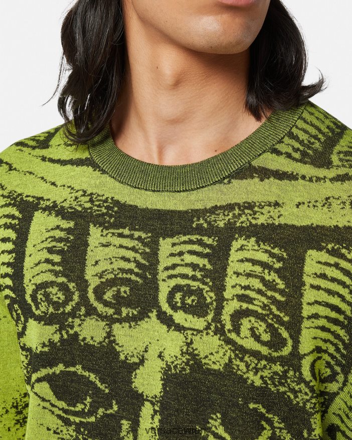 Grün Jacquard-Pullover von La Maschera Versace Männer Kleidung 8N4XJD1336