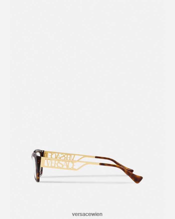 Havanna und Gold Cat-Eye-Brille mit 90er-Jahre-Vintage-Logo Versace Frauen Zubehör 8N4XJD705