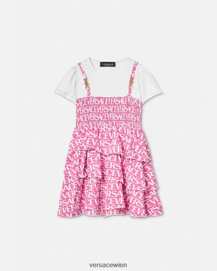 Hell-Pink Allover-Rüschenkleid Versace Kinder Kleidung 8N4XJD1977