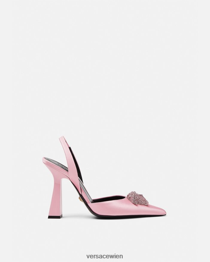 Hell-Pink Crystal La Medusa Slingback-Pumps aus Satin Versace Frauen Schuh 8N4XJD487