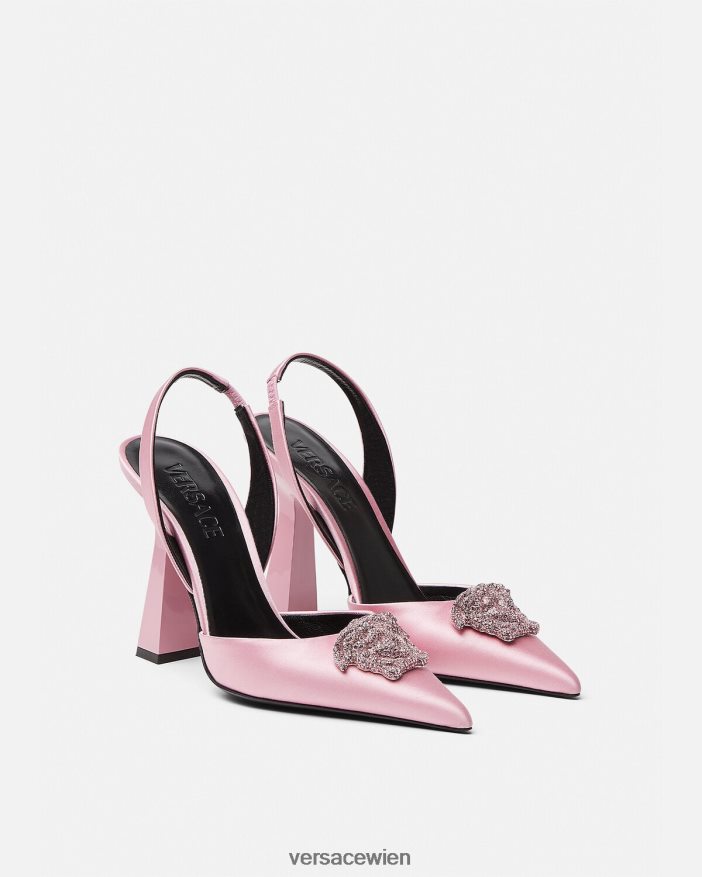 Hell-Pink Crystal La Medusa Slingback-Pumps aus Satin Versace Frauen Schuh 8N4XJD487