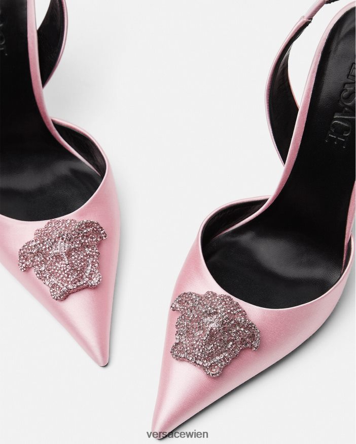 Hell-Pink Crystal La Medusa Slingback-Pumps aus Satin Versace Frauen Schuh 8N4XJD487