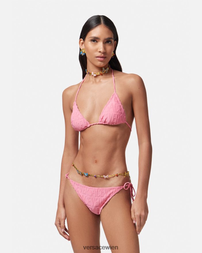 Rosa Allover-Bikinioberteil aus Handtuch Versace Frauen Unterwäsche und Strandbekleidung 8N4XJD1118