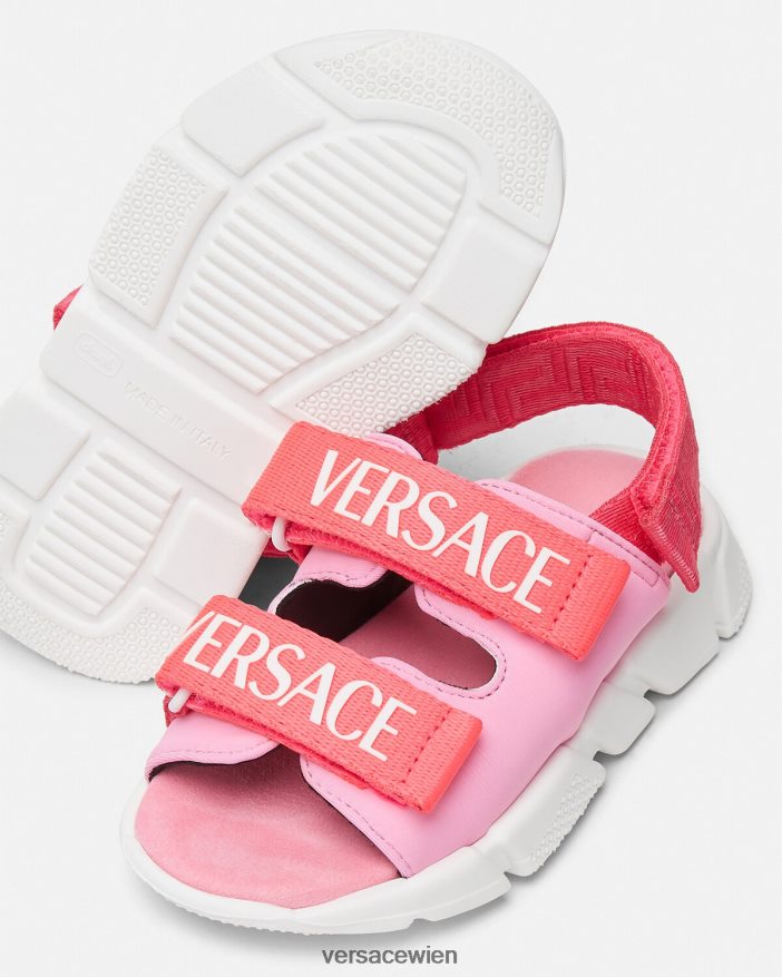 Rosa Baby-Sandalen mit Logo Versace Kinder Schuh 8N4XJD1879