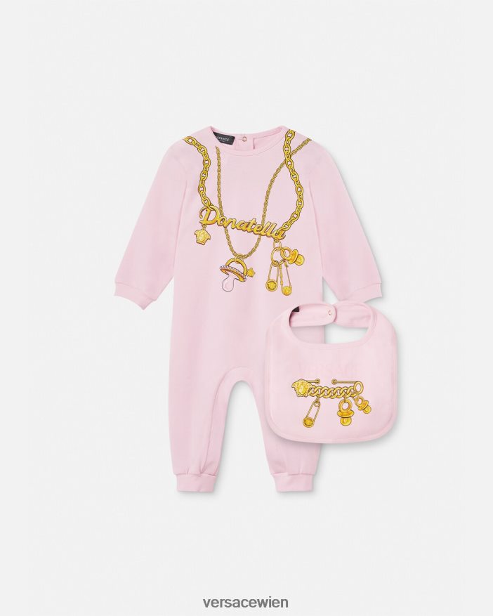 Rosa Donatella Chain Baby-Schlafanzug-Set Versace Kinder Kleidung 8N4XJD1830