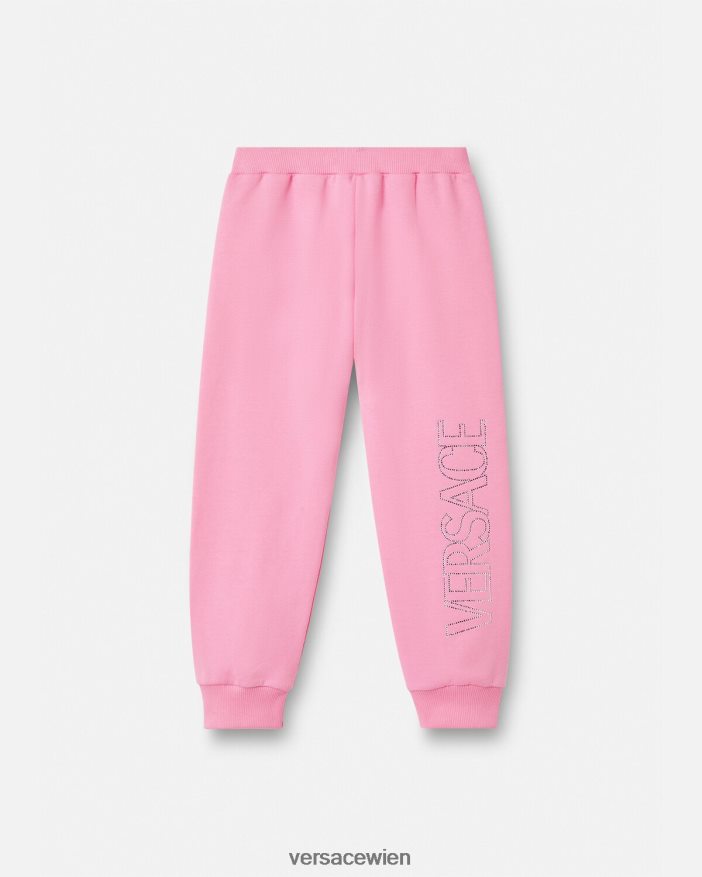 Rosa Jogginghose mit Kristalllogo Versace Kinder Kleidung 8N4XJD2023