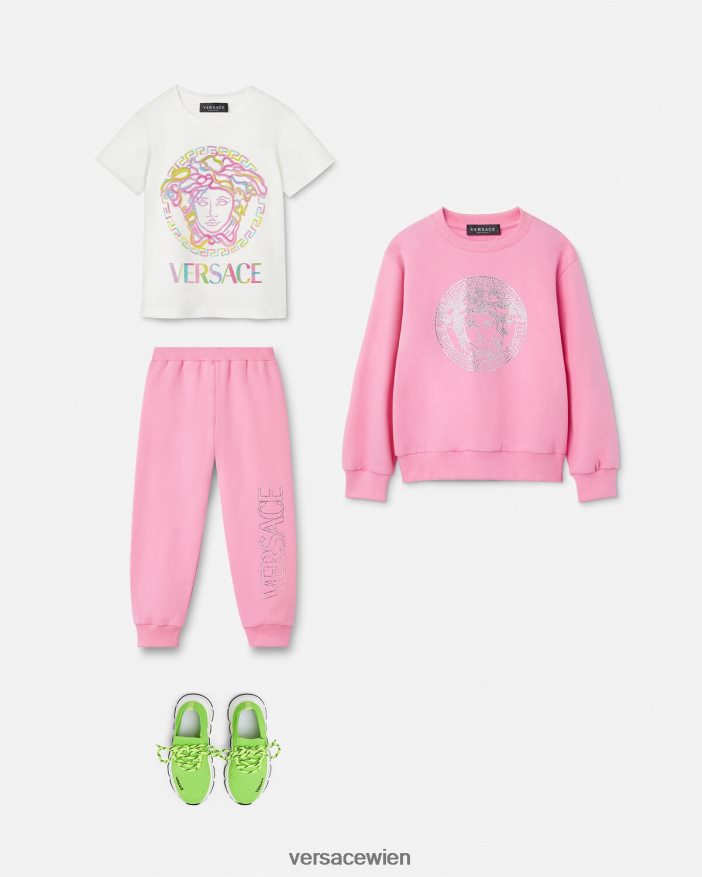 Rosa Jogginghose mit Kristalllogo Versace Kinder Kleidung 8N4XJD2023