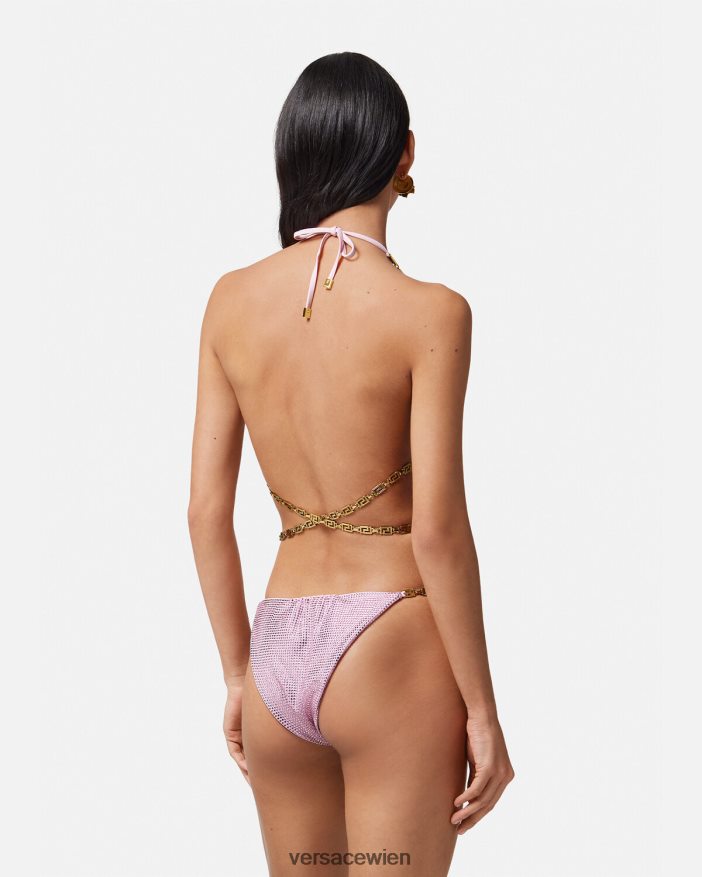 Rosa Kristall-Bikinihose im Greca-Stil Versace Frauen Unterwäsche und Strandbekleidung 8N4XJD1126