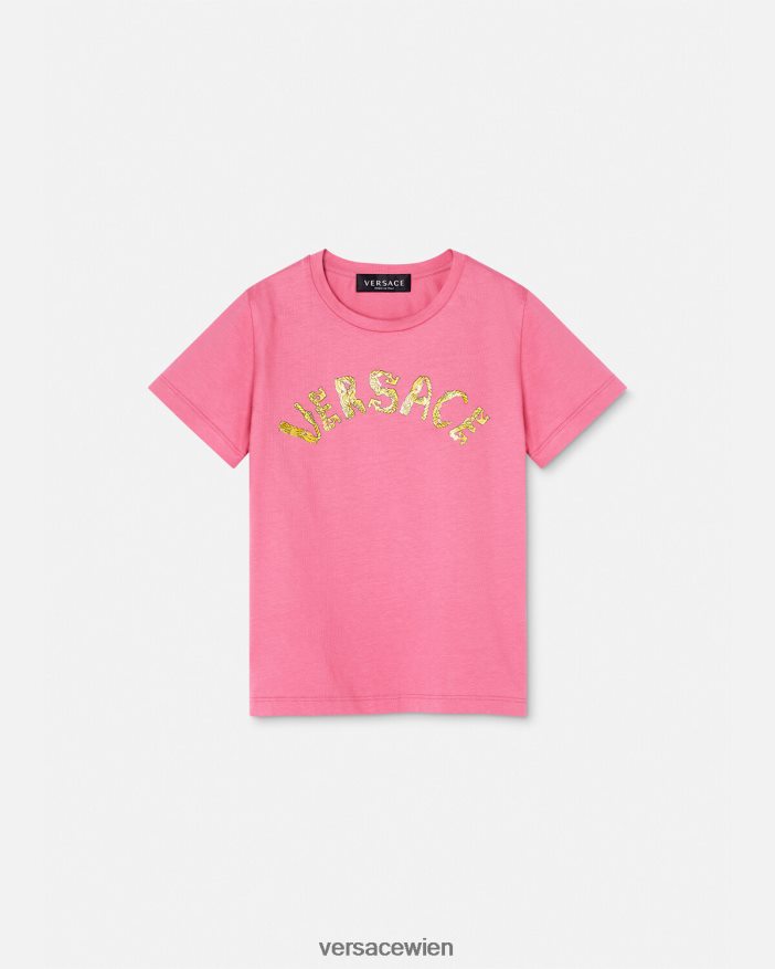 Rosa Logo-T-Shirt Versace Kinder Kleidung 8N4XJD1932