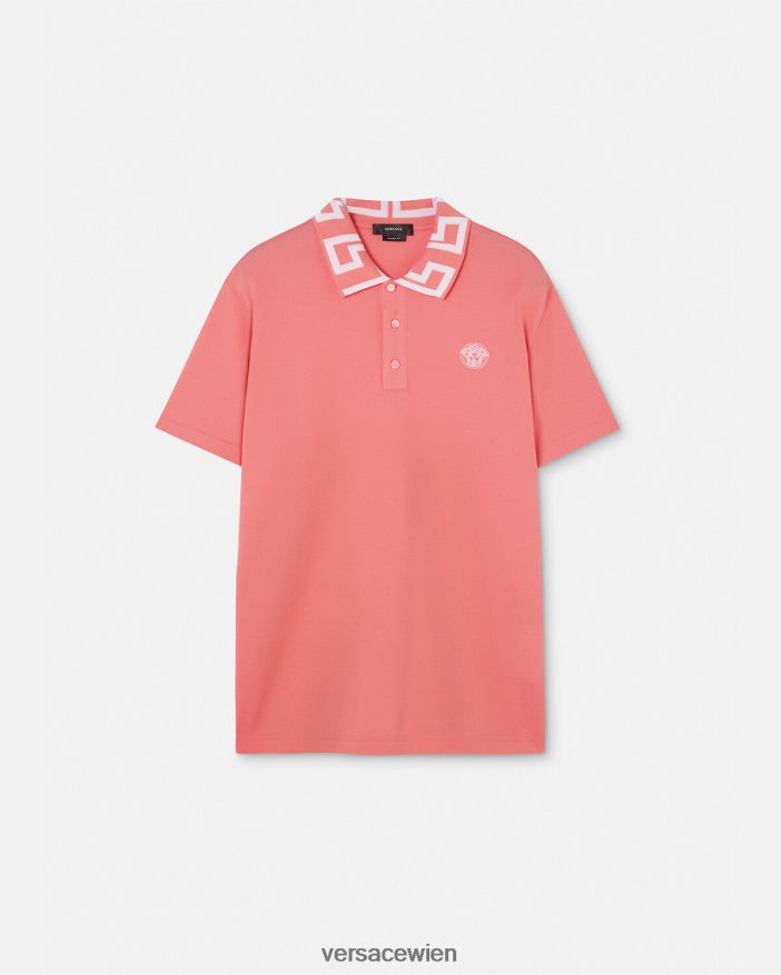 Rosa Medusa-Greca-Poloshirt Versace Männer Kleidung 8N4XJD1357