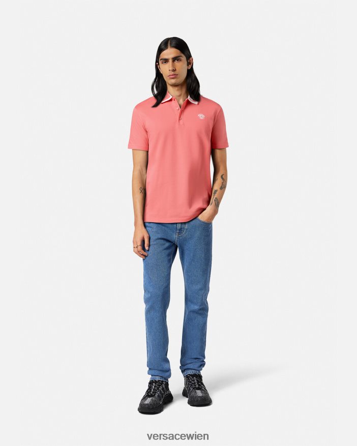 Rosa Medusa-Greca-Poloshirt Versace Männer Kleidung 8N4XJD1357