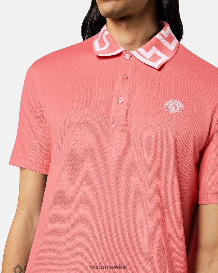 Rosa Medusa-Greca-Poloshirt Versace Männer Kleidung 8N4XJD1357