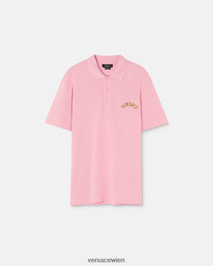 Rosa Poloshirt mit Muschel-Barock-Logo Versace Männer Kleidung 8N4XJD1365