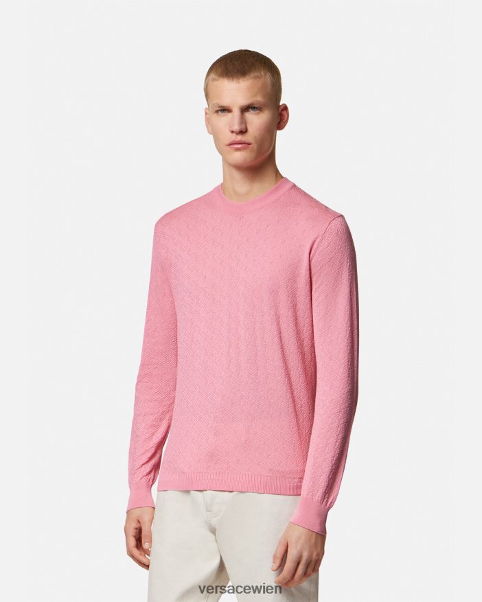 Rosa Pullover aus La-Greca-Seidenmischung Versace Männer Kleidung 8N4XJD1327