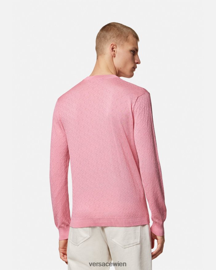 Rosa Pullover aus La-Greca-Seidenmischung Versace Männer Kleidung 8N4XJD1327