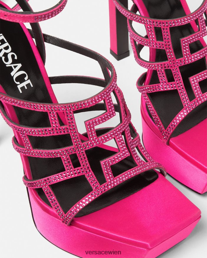 Rosa Sandalen mit Greca-Maze-Kristallen Versace Frauen Schuh 8N4XJD468