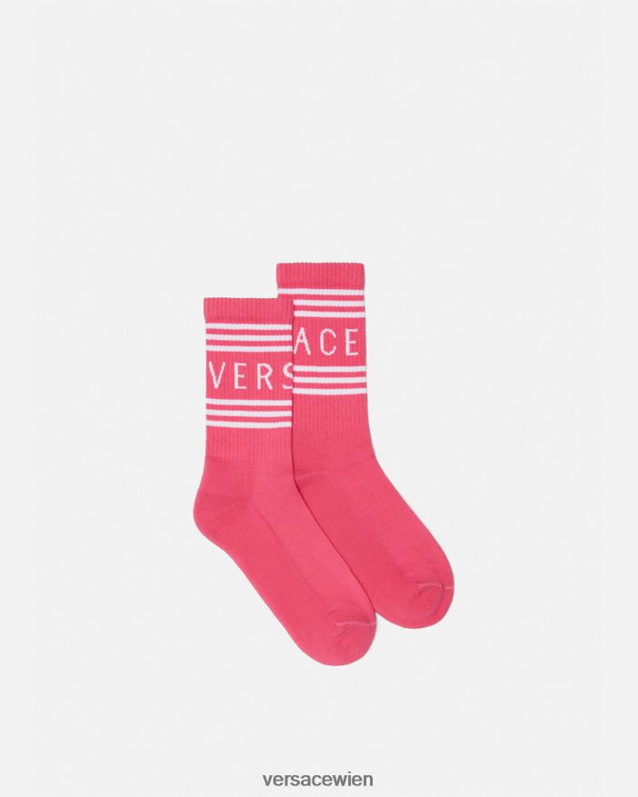 Rosa Socken mit 90er-Jahre-Vintage-Logo Versace Frauen Unterwäsche und Strandbekleidung 8N4XJD1098